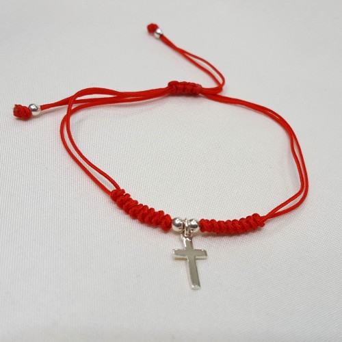 Pulsera cruz de Plata de Ley